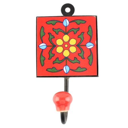 Yellow Dotted Flower Ceramic Tile Hook